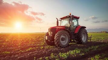 AI generated Farm tractor advertisment background with copy space photo