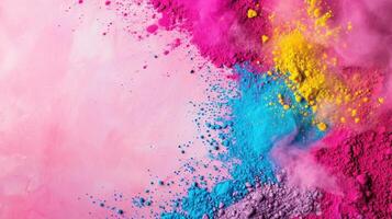 AI generated Holi Party advertisment background with copy space photo