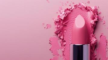 AI generated Lipstick advertisment background with copy space photo