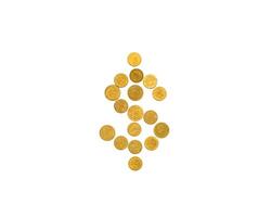 Golden coins design of dollar icon shape on background photo