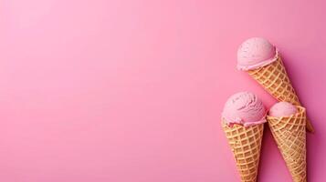 AI generated ice cream advertisment background with copy space photo