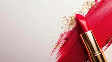 AI generated Lipstick advertisment background with copy space photo