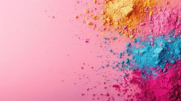 AI generated Holi Party advertisment background with copy space photo