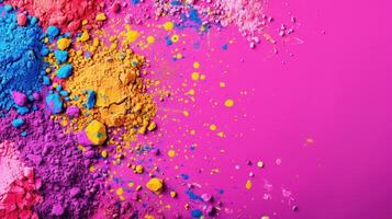 AI generated Holi Party advertisment background with copy space photo