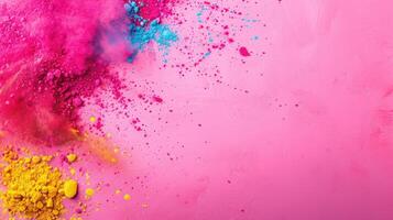 AI generated Holi Party advertisment background with copy space photo