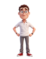 AI generated Man 3d cartoon on transparent  background png