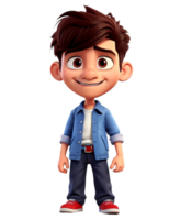 AI generated Cartoon 3d character of happy Cute boy png