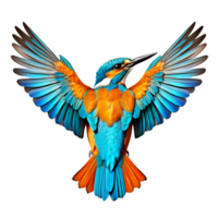 AI generated Kingfisher back view wings on transparent background png