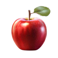 ai généré rouge Pomme fruit avec vert feuille isolé coupure chemin png