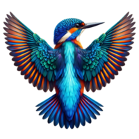 AI generated Kingfisher back view wings on transparent background png