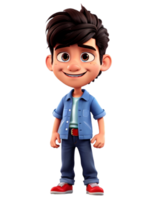 ai generado dibujos animados 3d personaje de contento linda chico png