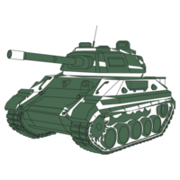 Main battle tank green doodle. Armored fighting vehicle. Special military transport. Detailed PNG illustration.