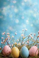 AI generated magic beautuful easter background with copy space photo