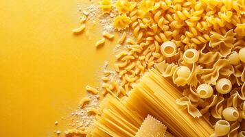 AI generated Italian pasta advertisment background with copy space photo