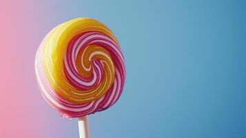 AI generated lolly pop advertisment background with copy space photo