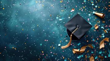 AI generated Graduation advertisment background with copy space photo