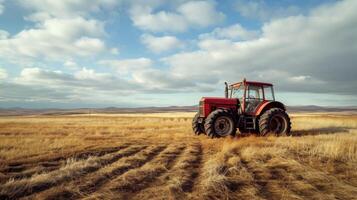 AI generated Farm tractor advertisment background with copy space photo