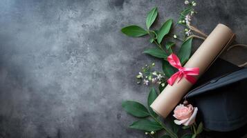 AI generated Graduation advertisment background with copy space photo
