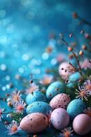 AI generated magic beautuful easter background with copy space photo