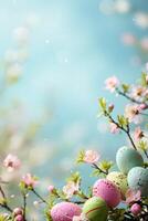 AI generated magic beautuful easter background with copy space photo