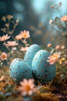 AI generated magic beautuful easter background with copy space photo