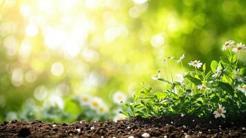 AI generated magic beautuful gardening background with copy space photo
