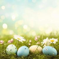 AI generated magic beautuful easter background with copy space photo