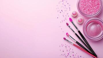 AI generated Make up products advertisment background with copy space photo