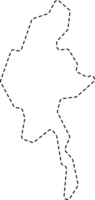 dash line drawing of myanmar map. png