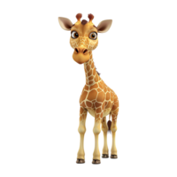 ai gerado desenho animado fofa girafa isolado em transparente fundo png