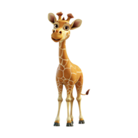 ai generato cartone animato carino giraffa isolato su trasparente sfondo png