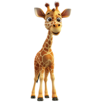 ai gegenereerd tekenfilm schattig giraffe geïsoleerd Aan transparant achtergrond PNG