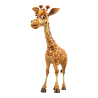 ai generato cartone animato carino giraffa isolato su trasparente sfondo png
