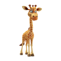 AI generated Cartoon cute giraffe isolated on transparent background png