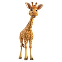 ai generato cartone animato carino giraffa isolato su trasparente sfondo png