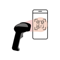 Scanner recognizing and reading a QR code on smartphone screen, QR code payments concept png