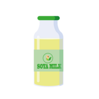 A glass bottle of soy milk or soya drink, design of plant based beverage, high protein source png