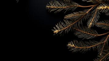 AI generated Gold Pine Needles Isolated On Black Background photo
