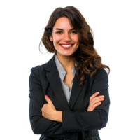 AI generated Happy Businesswoman with Crossed Arms on Transparent Background. Generative AI png