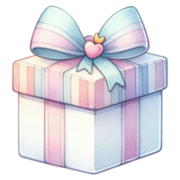 ai generato unicorno regalo scatola nel arcobaleno colore per compleanno festa png