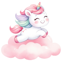 AI generated Unicorn in rainbow and white colors for baby and girls birthday party png