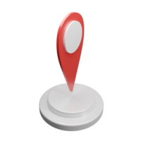 3d render GPS location illustration icon with podium on isolated background png