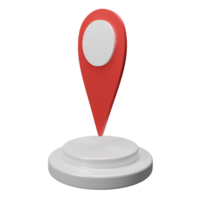 3d render GPS location illustration icon with podium on isolated background png