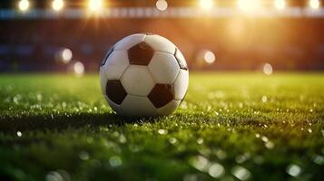 AI generated soccer advertisment background with copy space photo