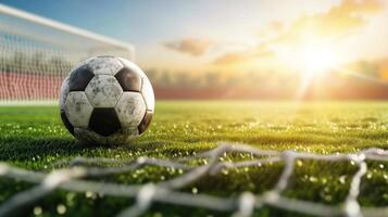 AI generated soccer advertisment background with copy space photo