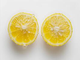 AI generated Halved lemon isolated on a white background. Yellow fruit sliced. High quality. AI Generative photo