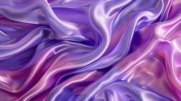 AI generated Purple pink silver shine silk fabric background. Fabric with folds highly detailed. Top view macro photo. High quality. AI Generative photo