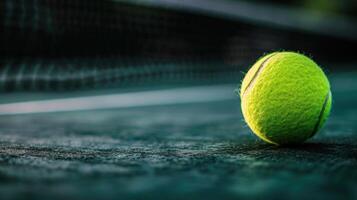 AI generated tennis advertisment background with copy space photo