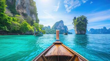 AI generated Travelling to Thailand advertisment background with copy space photo