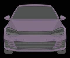 front view Vector Illustration of Isolated highlight  color car on black background, Vehicle in a Flat Cartoon Style.
